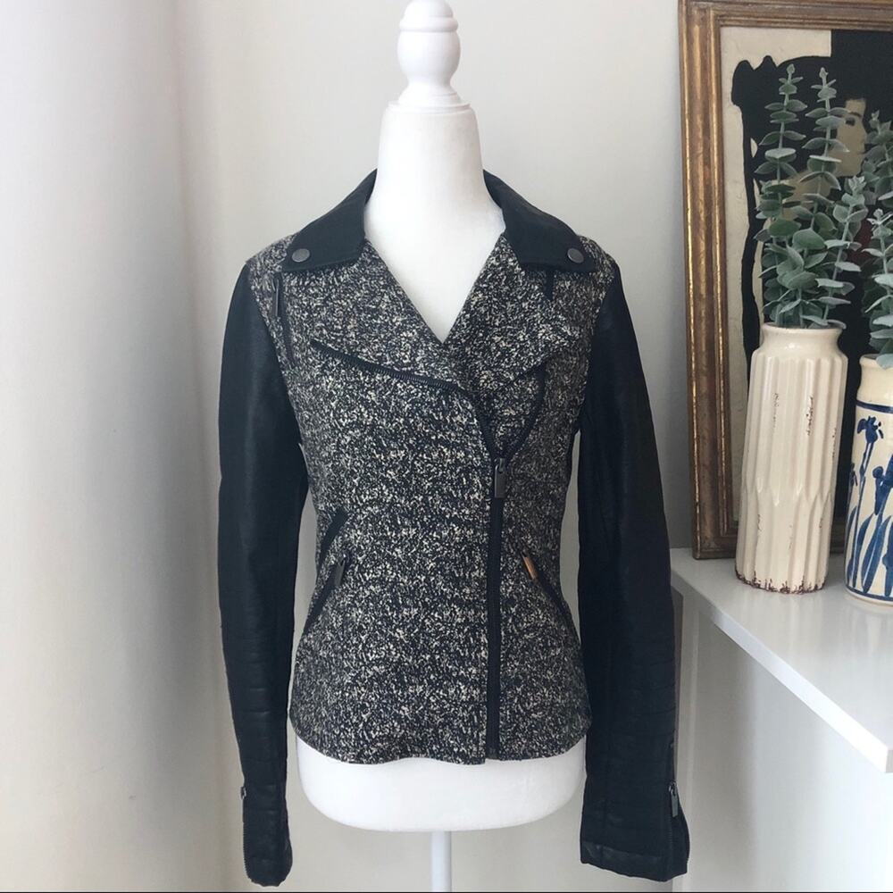 William Rast Faux Leather Speckled Moto Jacket